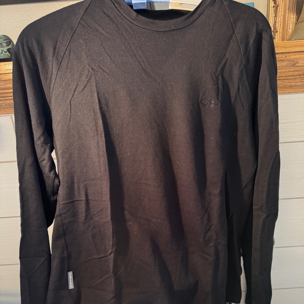 Icebreaker Mens Black Long-Sleeve Crew Merino Sweater XL -  EUC